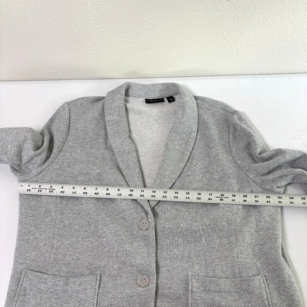 Susan Graver Weekend Heathered Twill Terry Blazer Size XL Gray Pockets A634075 - Picture 8 of 12
